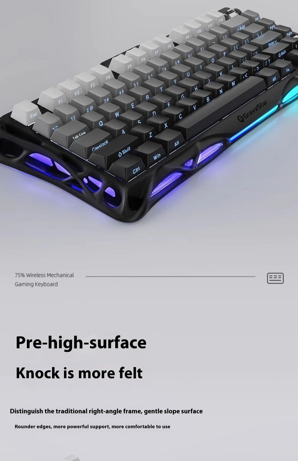GravaStar K1 75 Tri-Mode Wireless Mechanical Gaming Keyboard