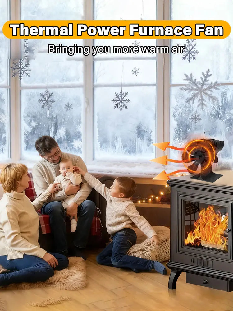 6-Blade Eco Fireplace Fan – Heat-Powered Stove Fan