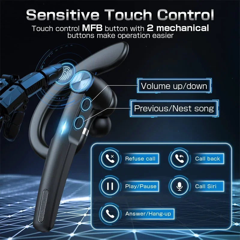Wireless Bluetooth Headset Noise Cancelling Handsfree Business