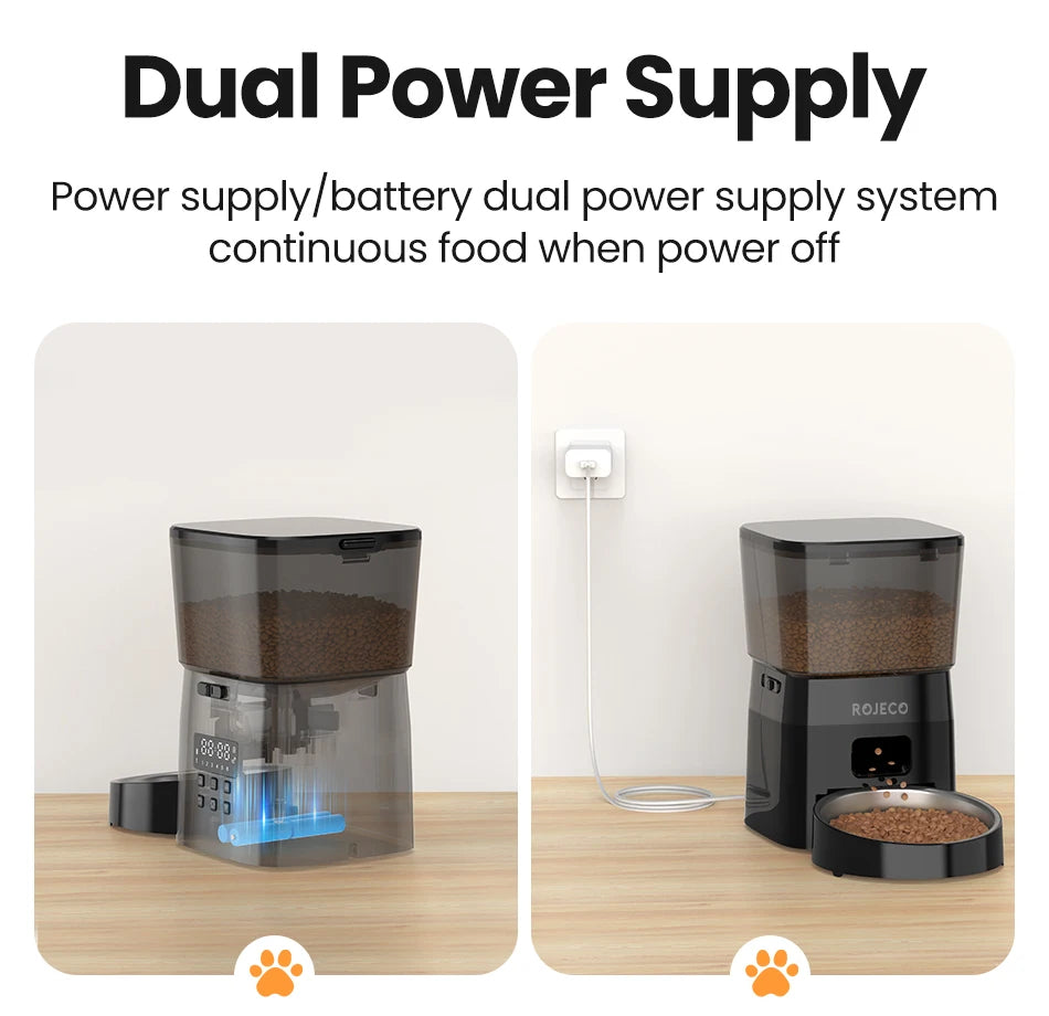 ROJECO Automatic Pet Feeder – Button Version