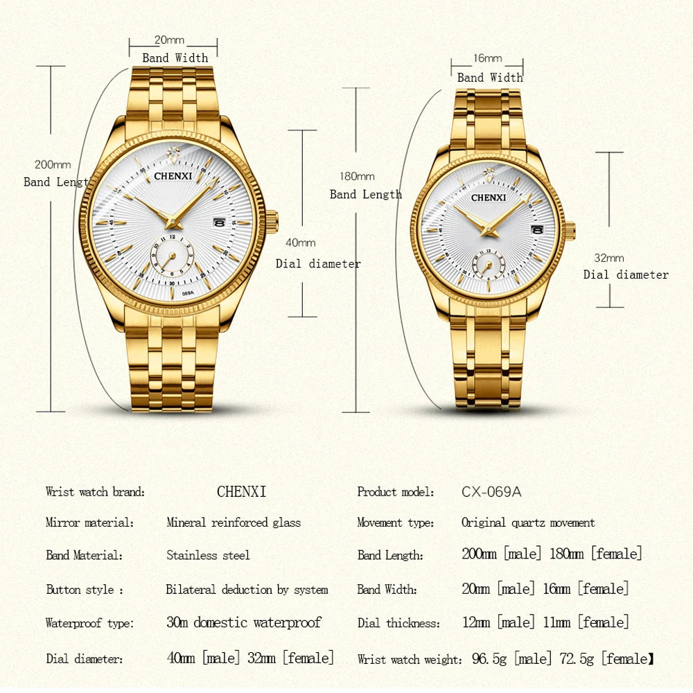 CHENXI 069 Couple Quartz Watch