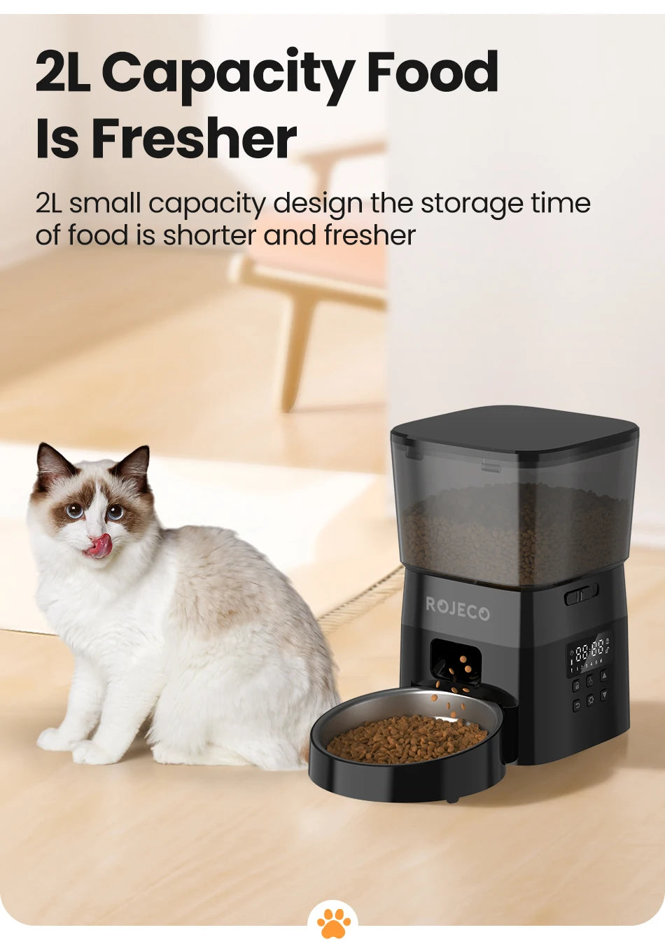 ROJECO Automatic Pet Feeder – Button Version