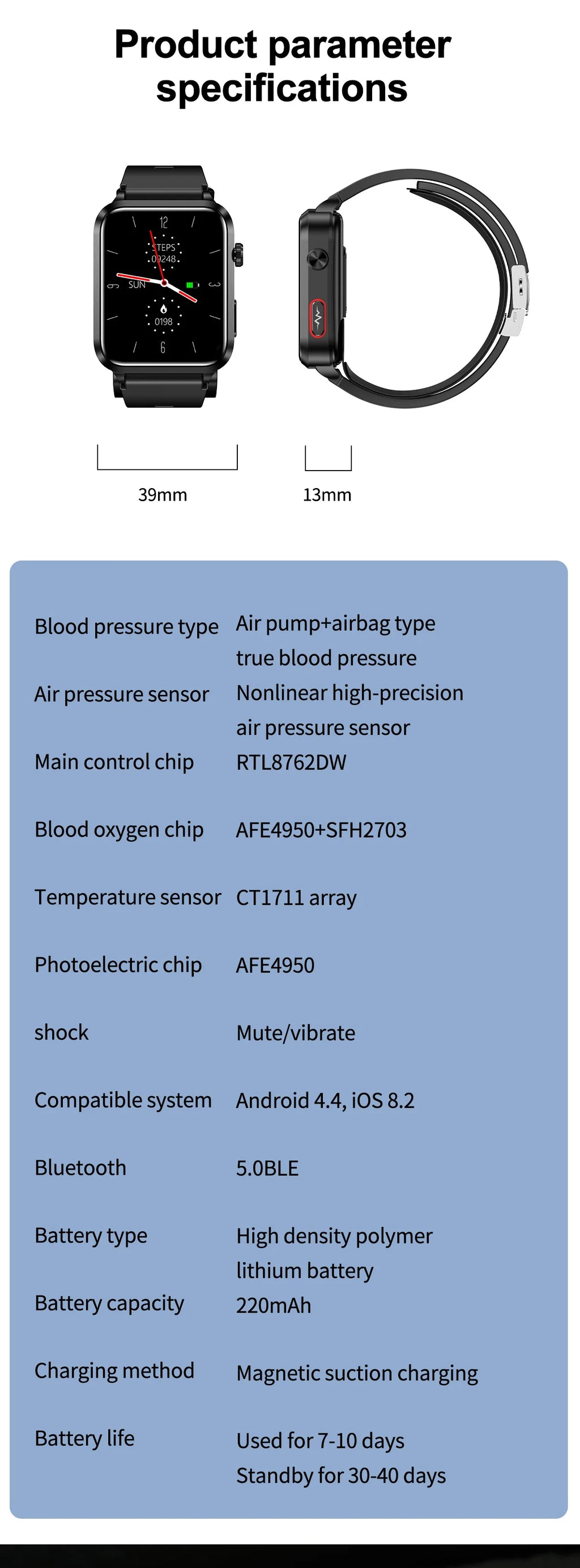 Air Pump Blood Pressure Smart Watch 2026