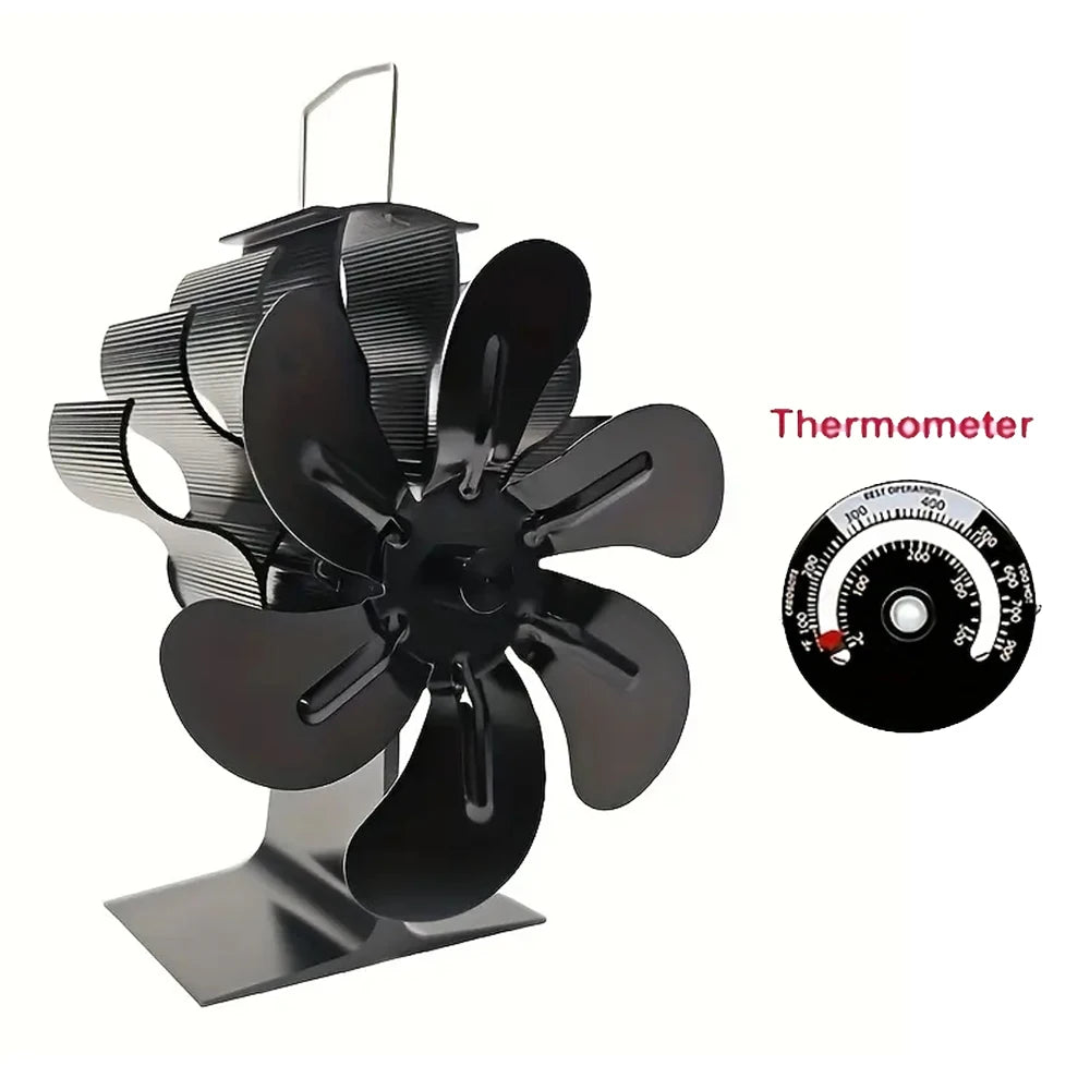 6-Blade Eco Fireplace Fan – Heat-Powered Stove Fan