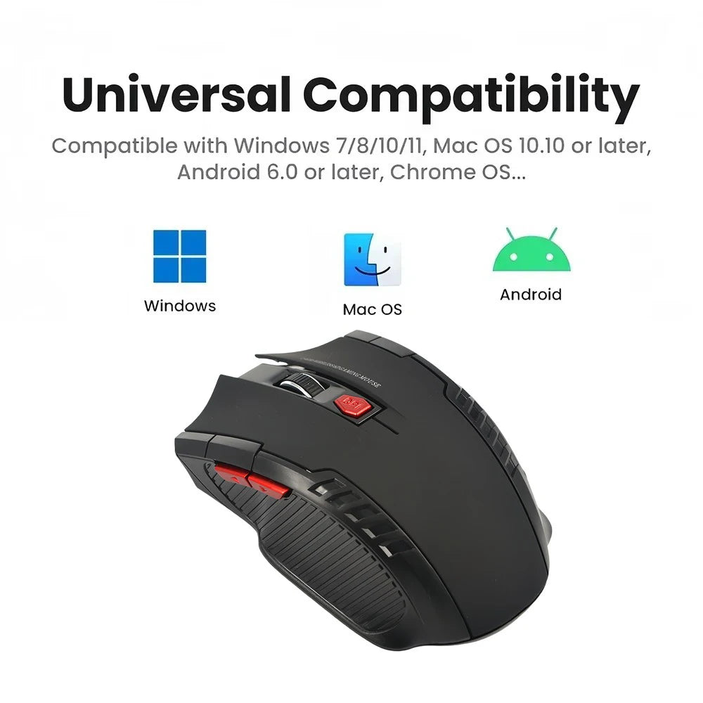 2.4G Wireless Optical Mouse 1600DPI 6 Buttons Gaming Mouse with USB Receiver for Computer PC Laptop Accessories