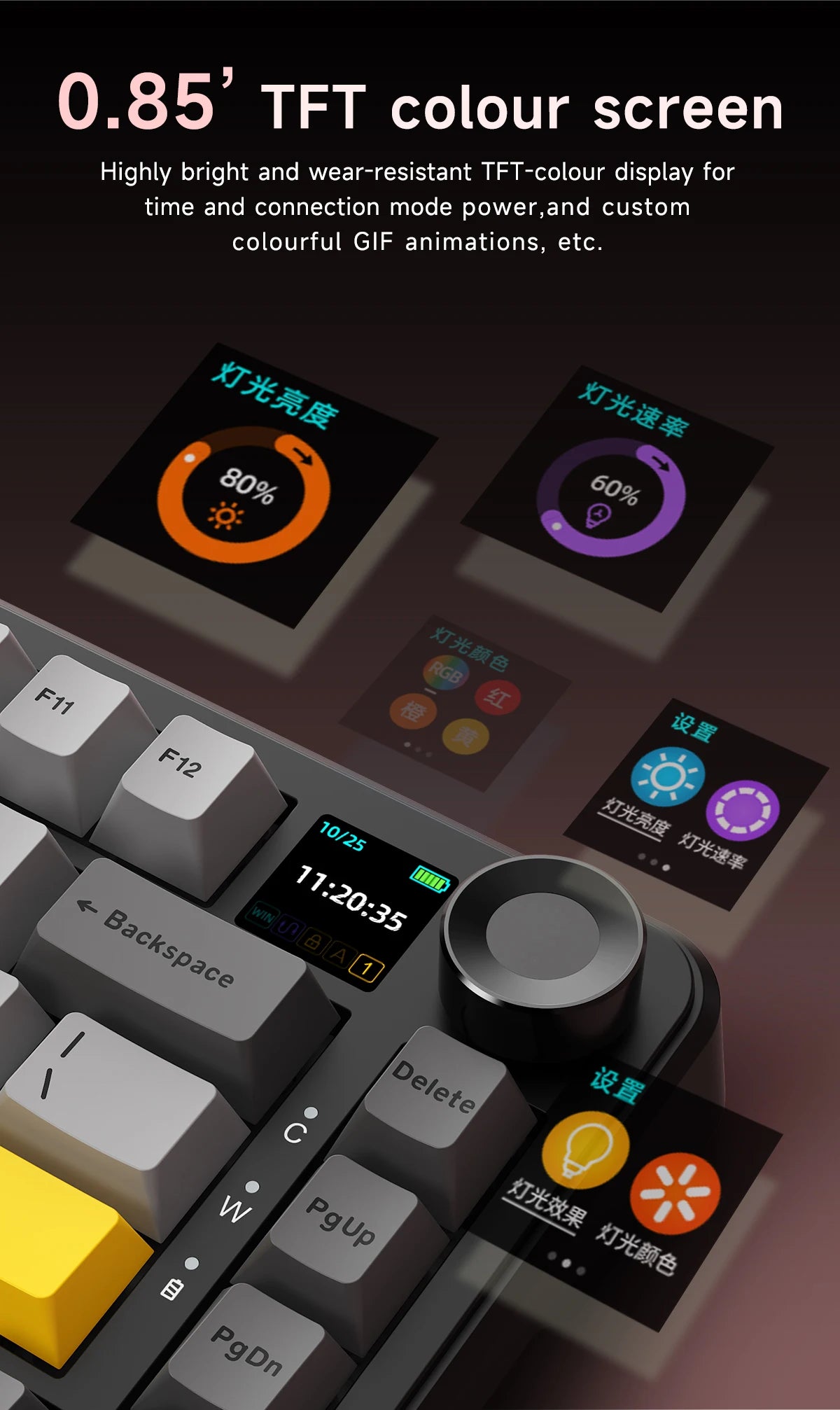 AJAZZ AK820 MAX/MAX Plus Gaming Keyboard Tri Mode 8000mAh Gasket TFT Screen Hot Plug Mechanical Keyboard Customized PC Accessory