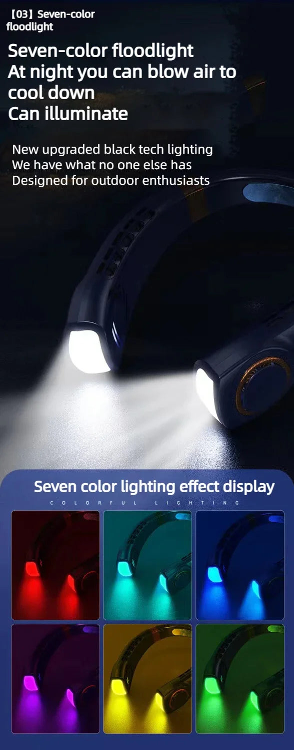 JKUOO Bladeless Neck Fan – 4000mAh 5-Speed LED