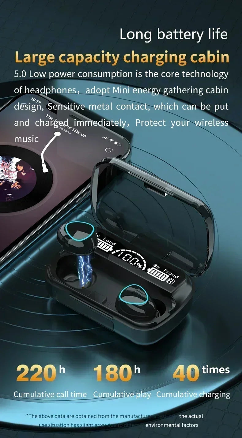 M10 Wireless Earphones Waterproof Sport TWS for iPhone & Android