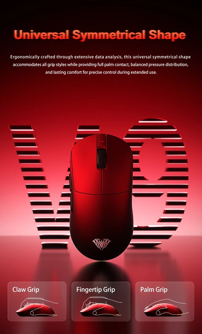 Aula V9 Pro Ultra Wireless E-sports Gaming Mouse Double 8k 3mode PAW 3950 8k Custom PC Accessory 55g Lightweight Ergonomic Mouse