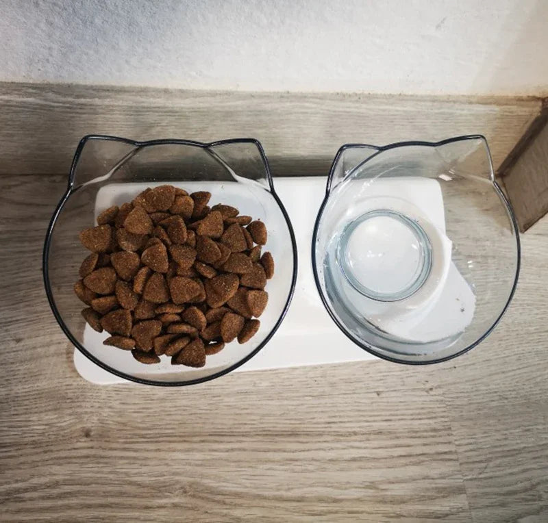 Non-Slip Double Pet Bowl with Stand – Cat & Dog Feeder