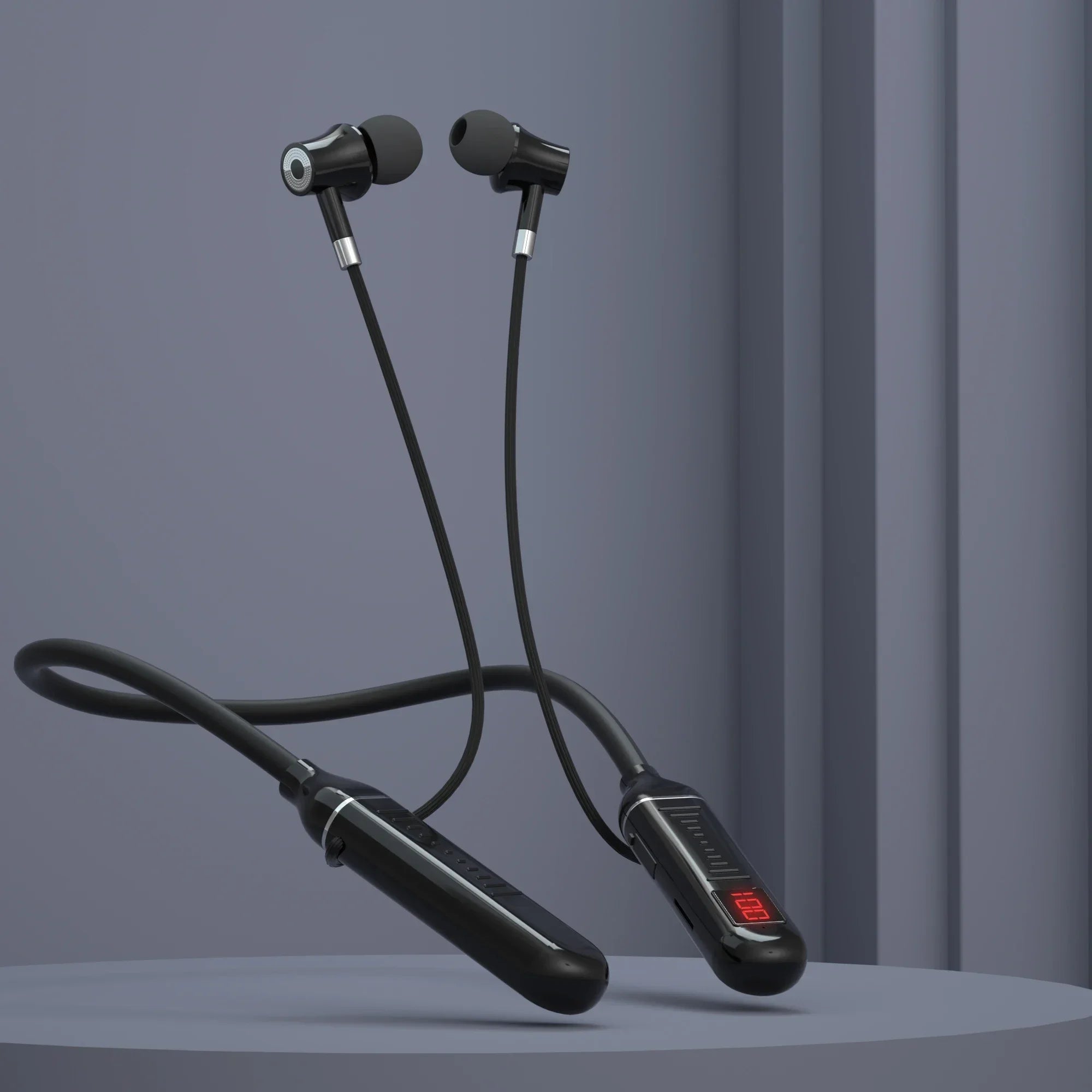 Wireless Neckband Earphones Bluetooth 5.3 LED Waterproof Magnetic