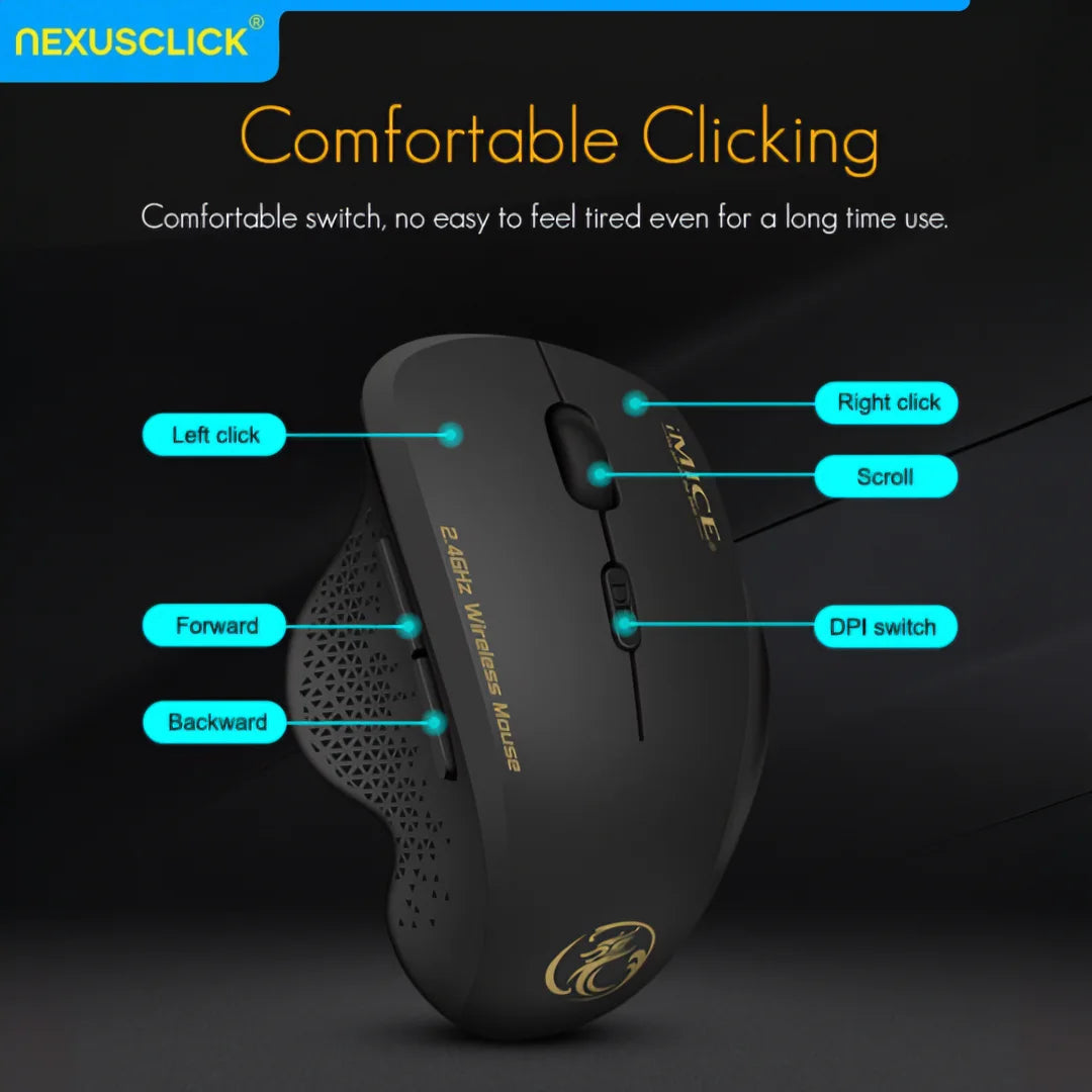 NexusClick 2.4G Wireless Silent Mouse 6 Buttons Ergonomic