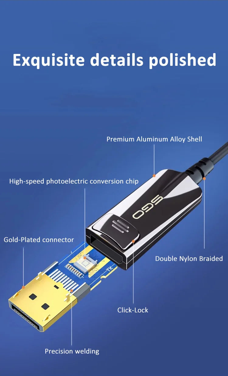 16K Fiber Optic DisplayPort 2.1 Cable