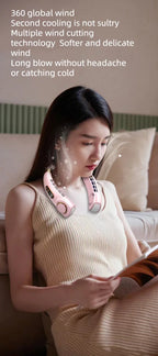 JKUOO Bladeless Neck Fan – 4000mAh 5-Speed LED