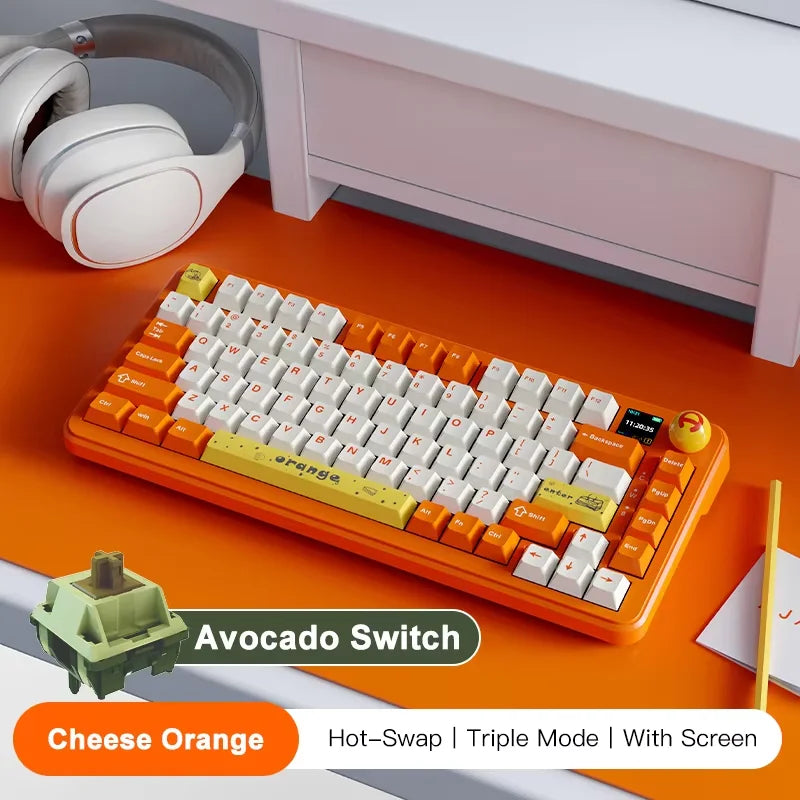 AJAZZ AK820 MAX/MAX Plus Gaming Keyboard Tri Mode 8000mAh Gasket TFT Screen Hot Plug Mechanical Keyboard Customized PC Accessory