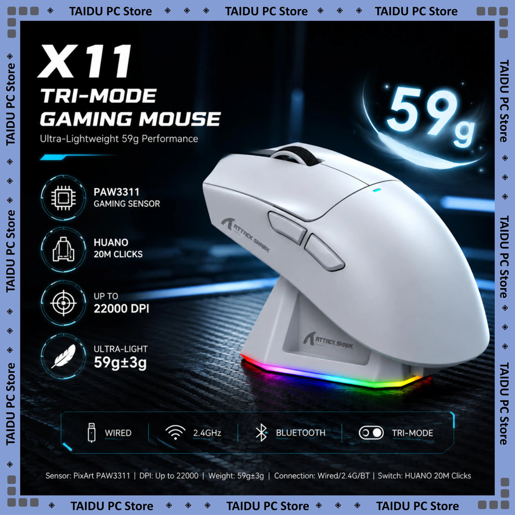ATTACK SHARK X11 Wireless Gaming Mouse 22000 DPI 3-Mode
