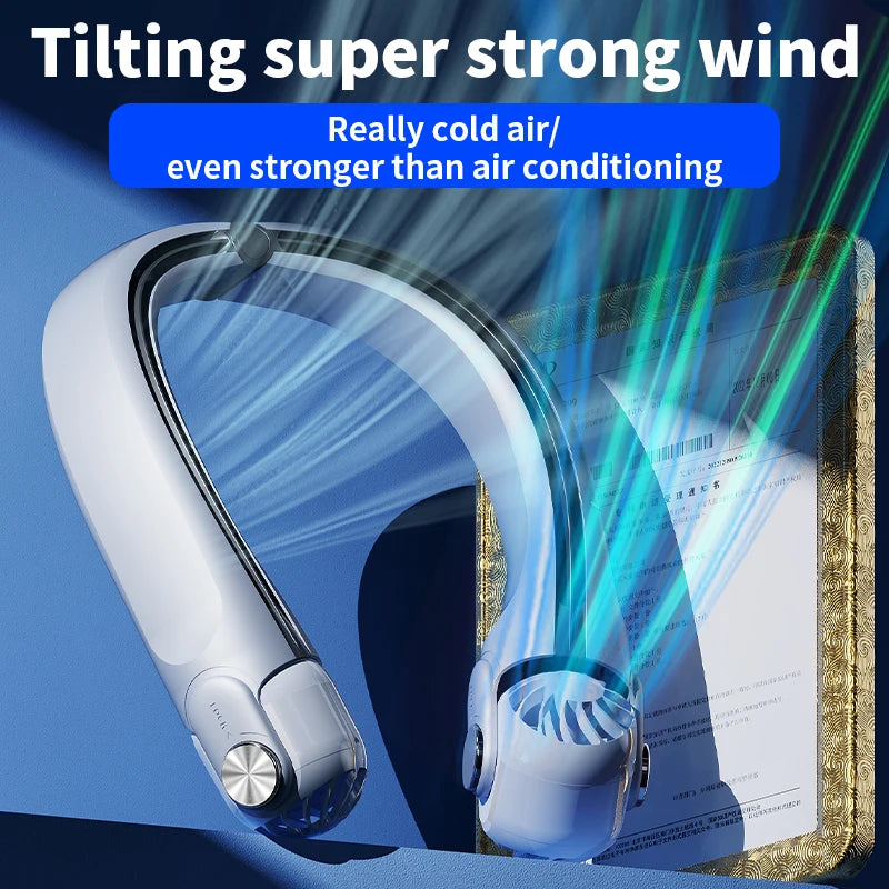 Rotor Bladeless Neck Fan – USB Rechargeable Turbo Cooling Fan