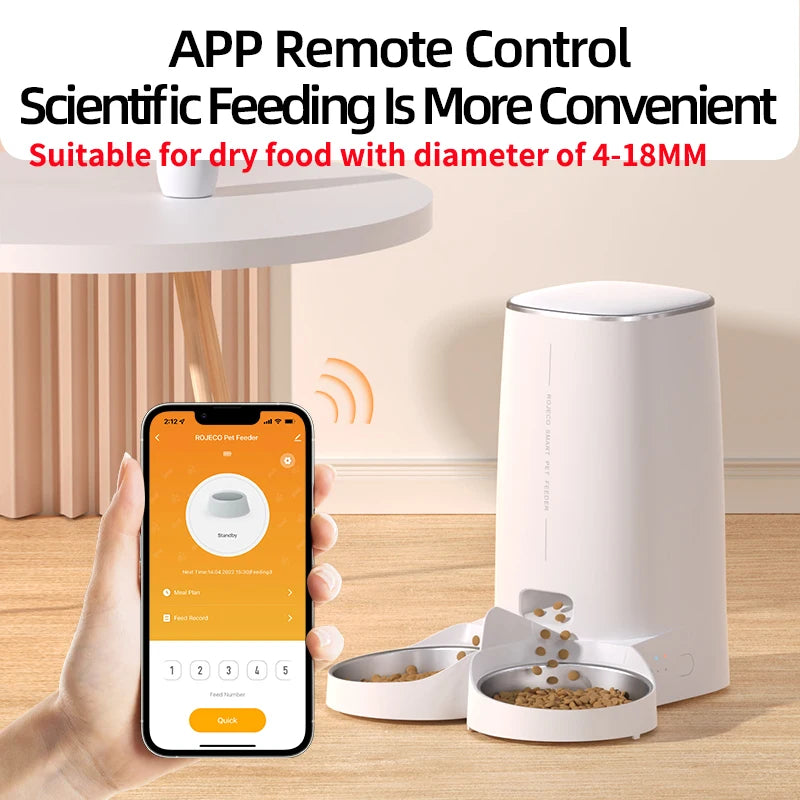 ROJECO WiFi Smart Double Cat Feeder