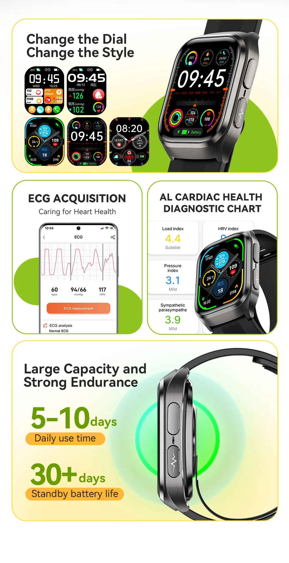 ECG+PPG Airbag Smart Watch