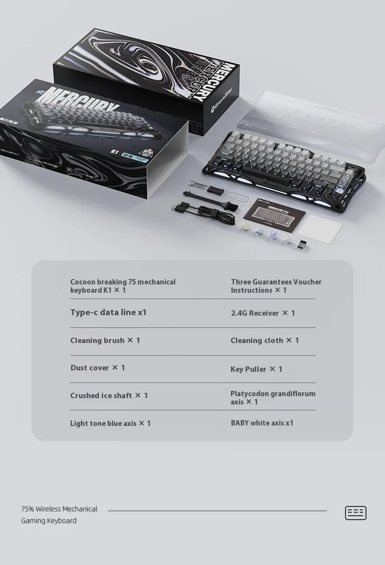 GravaStar K1 75 Tri-Mode Wireless Mechanical Gaming Keyboard