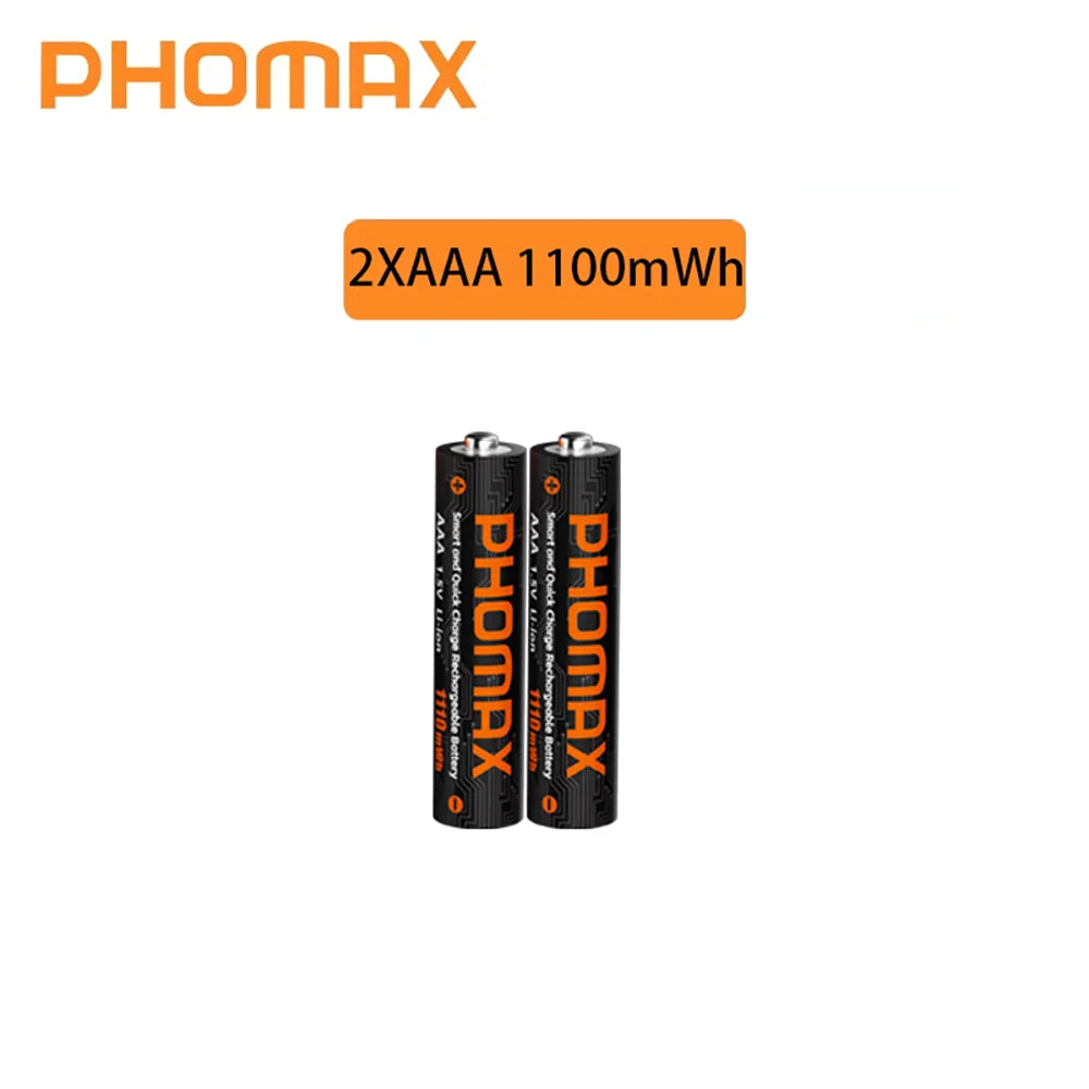 PHOMAX 1.5V Rechargeable Lithium Battery AA & AAA with Charger