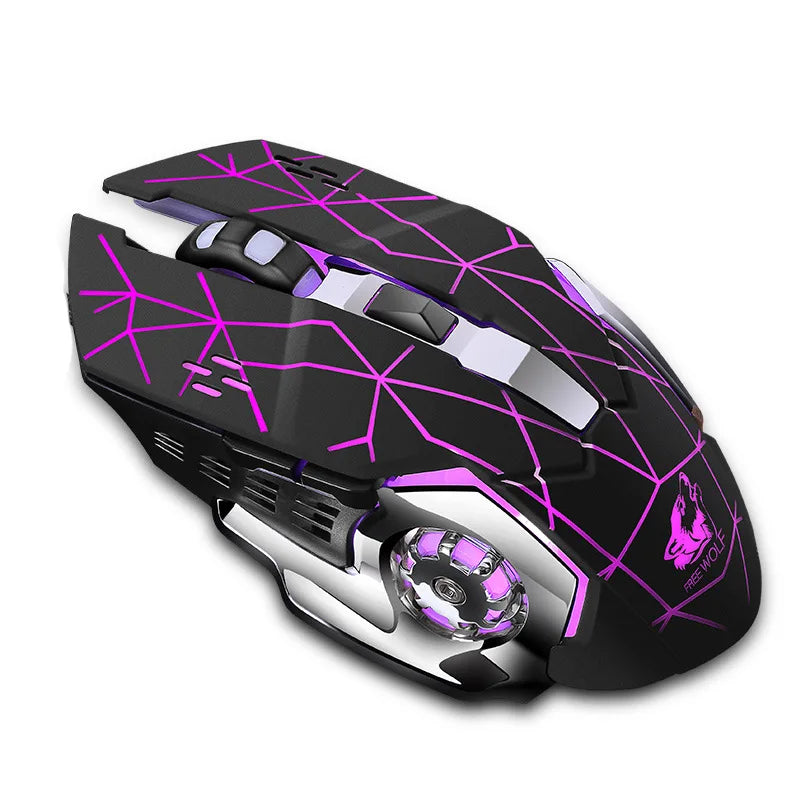 Free Wolf X8 Wireless Mouse Charging Gaming Mouse Mute Backlit Mechanical Ergonomic Optical Computer Accessories for Pc Laptop