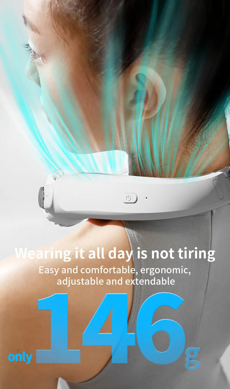 Rotor Bladeless Neck Fan – USB Rechargeable Turbo Cooling Fan