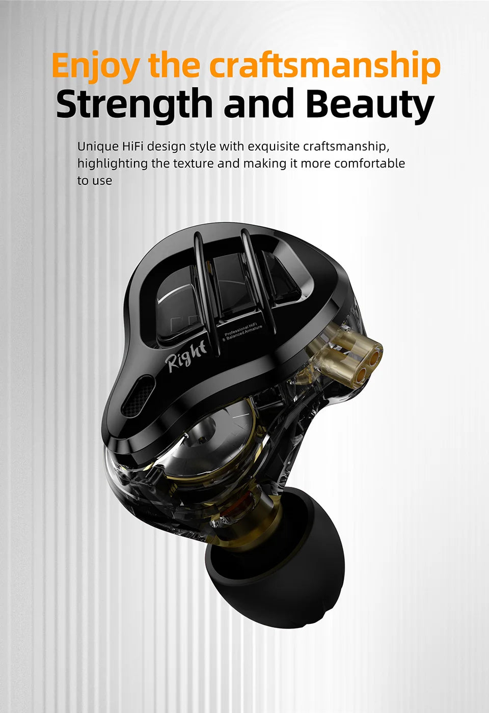KZ ZAR 8-Driver Audiophile Earphones 1 Dynamic+7BA HiFi Soundstage Gaming/Monitor Headphones