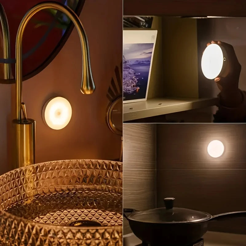 Smart Motion Sensor LED Night Light – USB Rechargeable Bedside Lamp