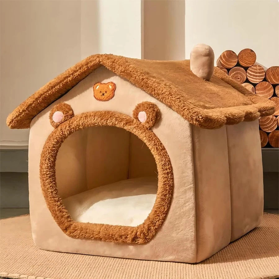 Foldable Washable Pet Cave House – Cat & Small Dog Bed