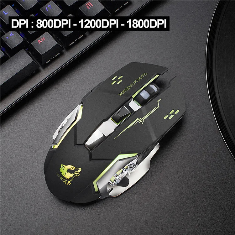 Free Wolf X8 Wireless Mouse Charging Gaming Mouse Mute Backlit Mechanical Ergonomic Optical Computer Accessories for Pc Laptop