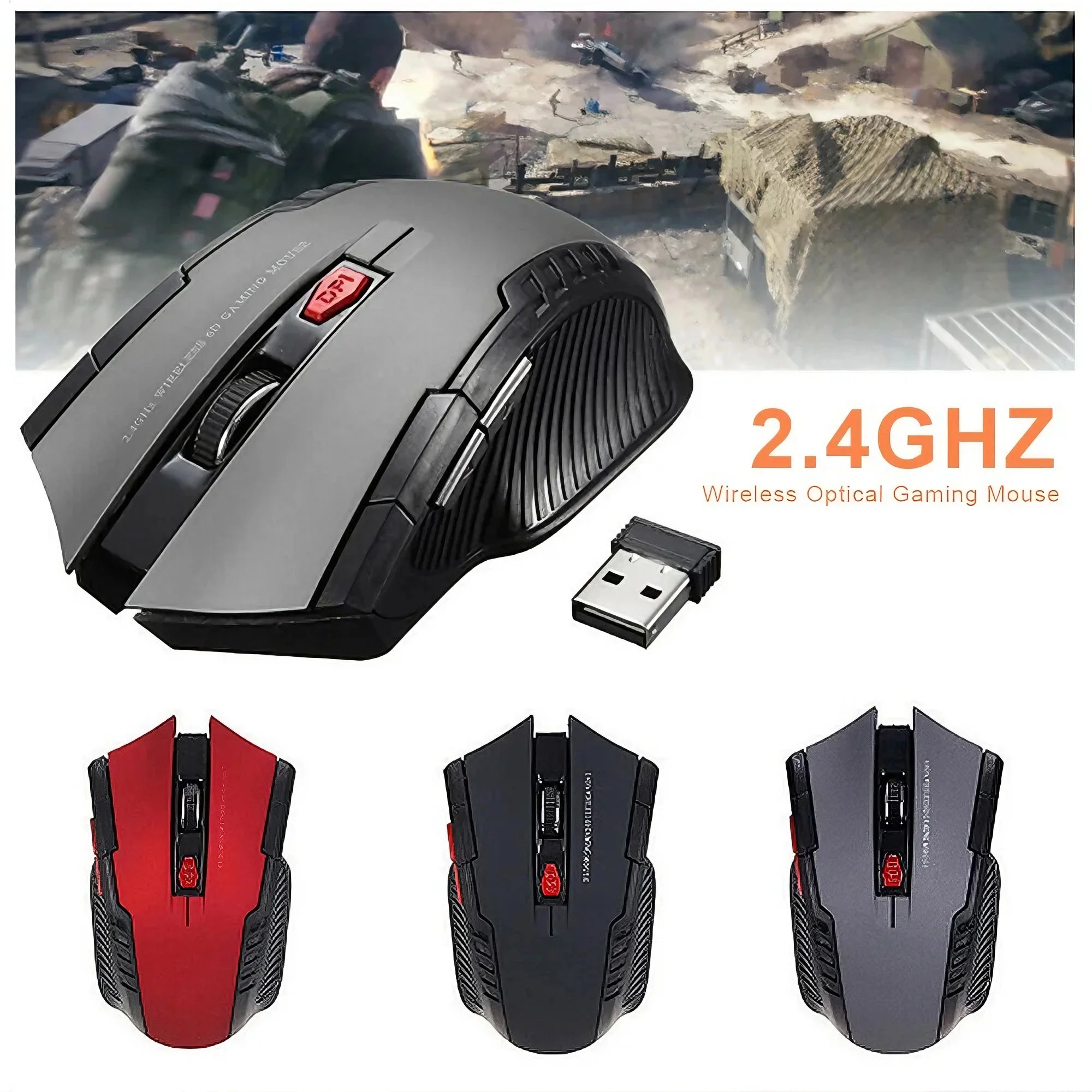 Portable 2.4G Wireless Mouse with USB Receiver 6 Buttons Adjustable DPI Gaming Mouse for PC Laptop Accessories