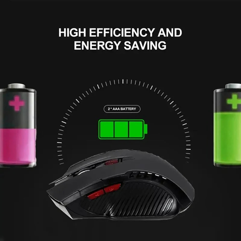 2.4G Wireless Optical Mouse 1600DPI 6 Buttons Gaming Mouse with USB Receiver for Computer PC Laptop Accessories