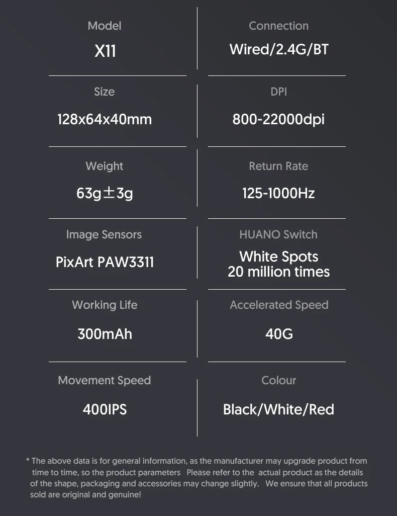 ATTACK SHARK X11 Wireless Gaming Mouse 22000 DPI 3-Mode