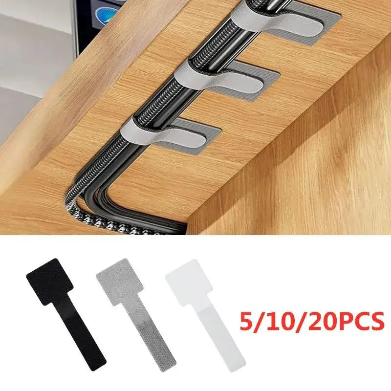 Reusable Cable Ties 20pcs Self-Adhesive Desk Cord Organizer