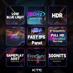 KTC 27" 180Hz 1ms Fast IPS FHD Gaming Monitor