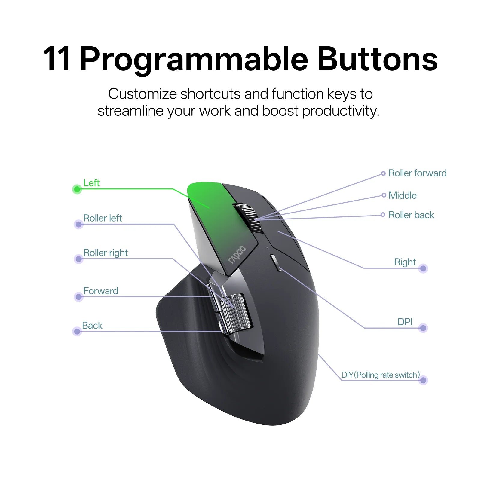 Rapoo MT720PRO Wireless Mouse 12000 DPI NearLink Bluetooth