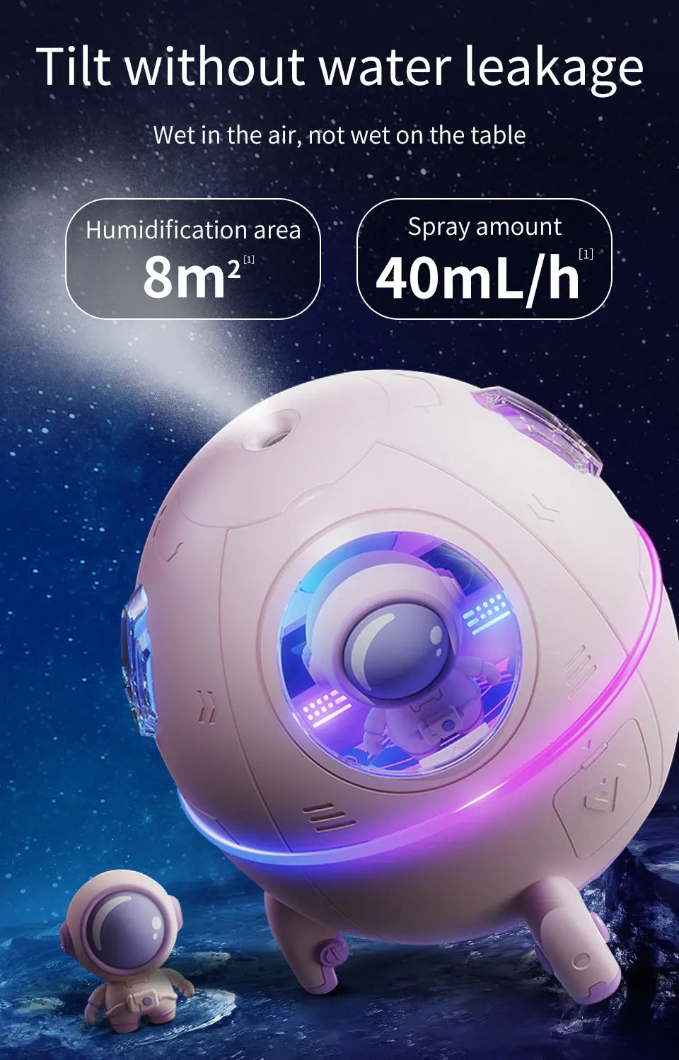Space Capsule LED Night Light & Humidifier
