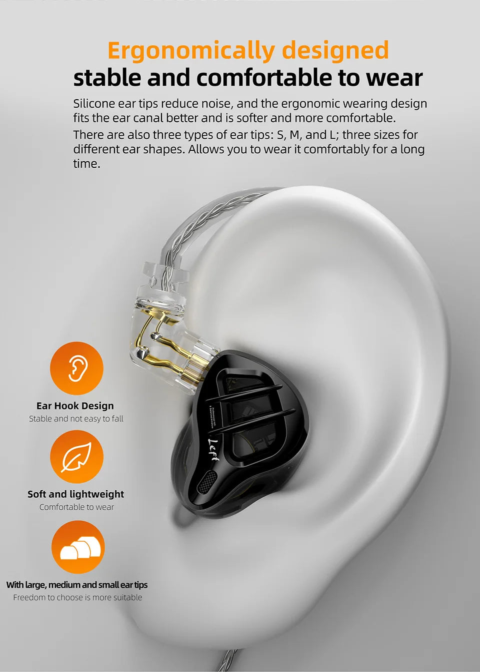 KZ ZAR 8-Driver Audiophile Earphones 1 Dynamic+7BA HiFi Soundstage Gaming/Monitor Headphones