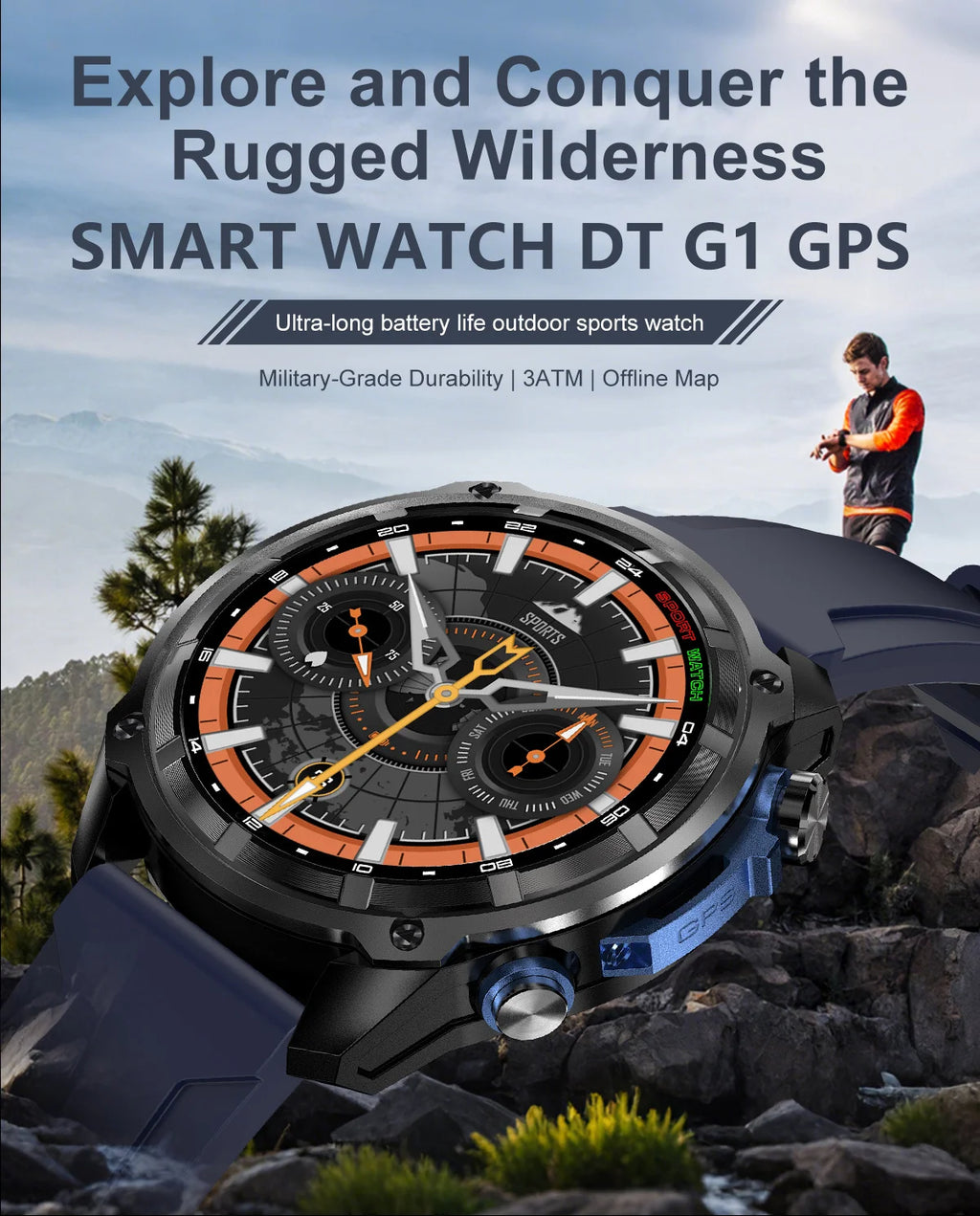GPS Offline Map Smart Watch – 1000mAh