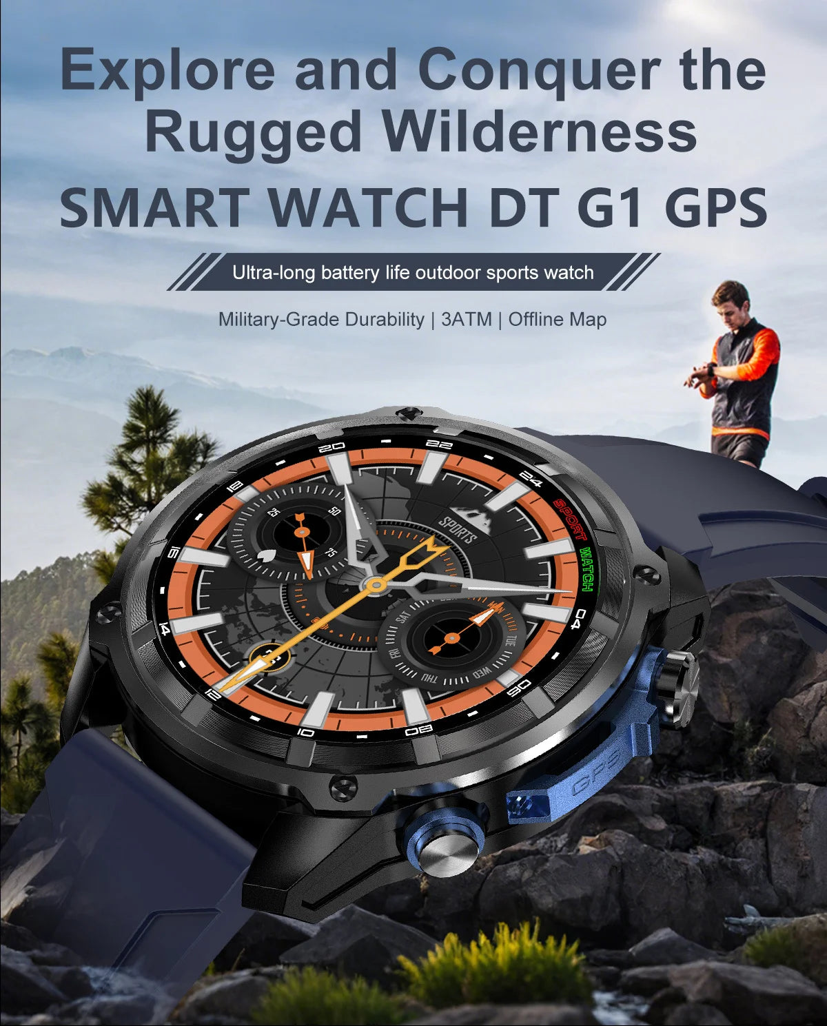 GPS Offline Map Smart Watch – 1000mAh