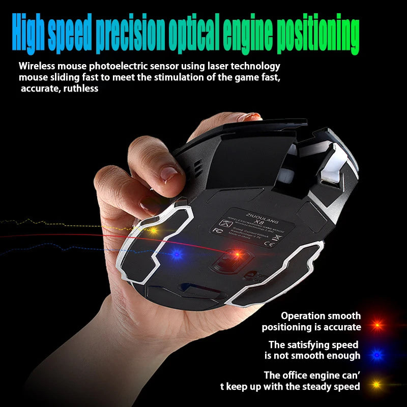 Free Wolf X8 Wireless Mouse Charging Gaming Mouse Mute Backlit Mechanical Ergonomic Optical Computer Accessories for Pc Laptop