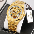 SKROX 1174 Gold Diamond Skeleton Automatic Watch