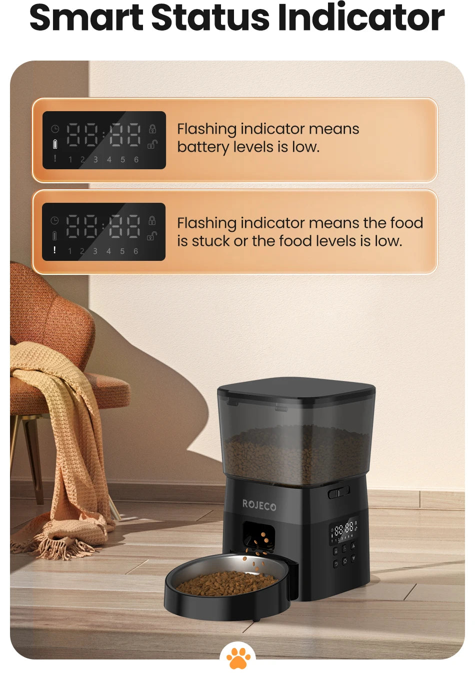 ROJECO Automatic Pet Feeder – Button Version