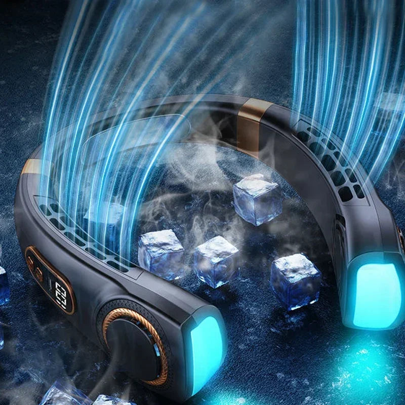 JKUOO Bladeless Neck Fan – 4000mAh 5-Speed LED