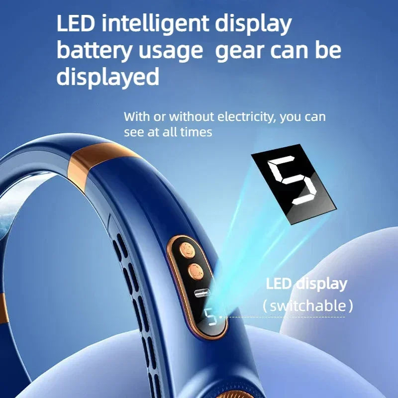 JKUOO Bladeless Neck Fan – 4000mAh 5-Speed LED