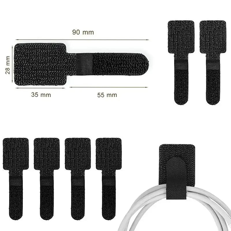Reusable Cable Ties 20pcs Self-Adhesive Desk Cord Organizer
