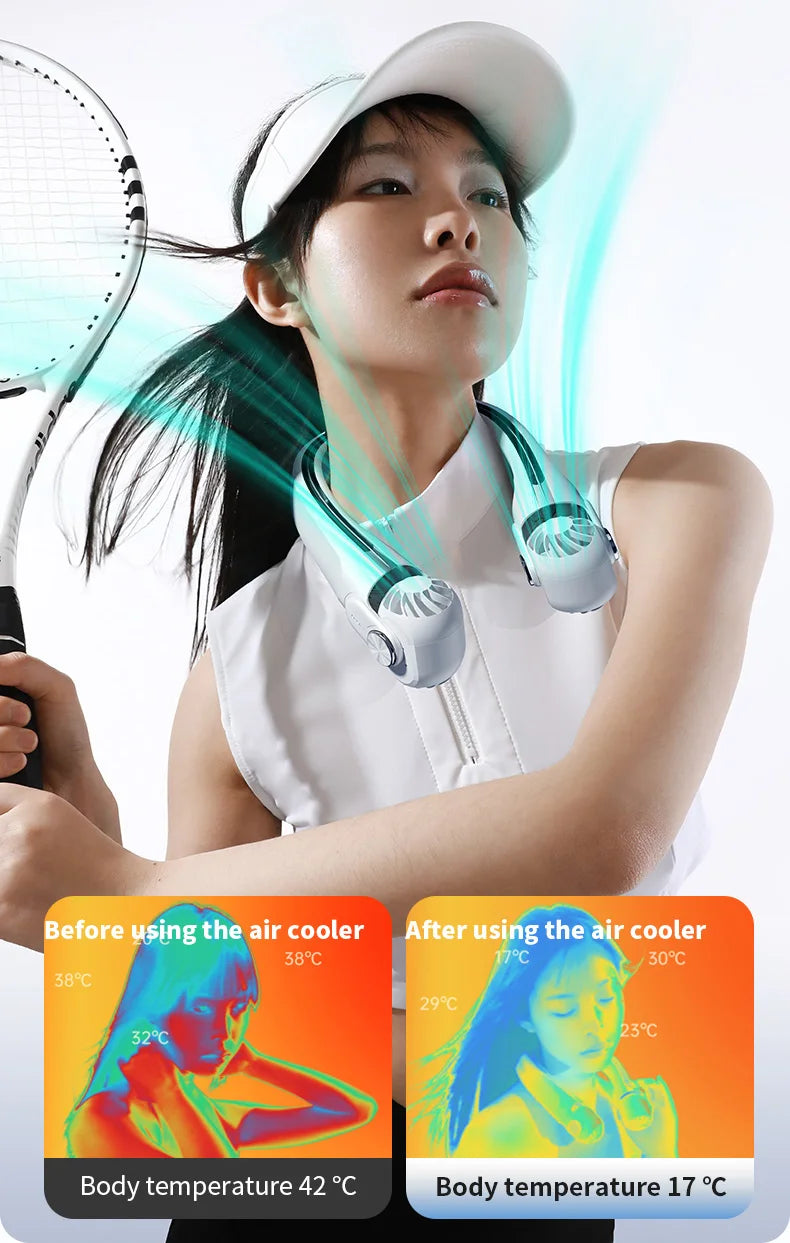 Rotor Bladeless Neck Fan – USB Rechargeable Turbo Cooling Fan