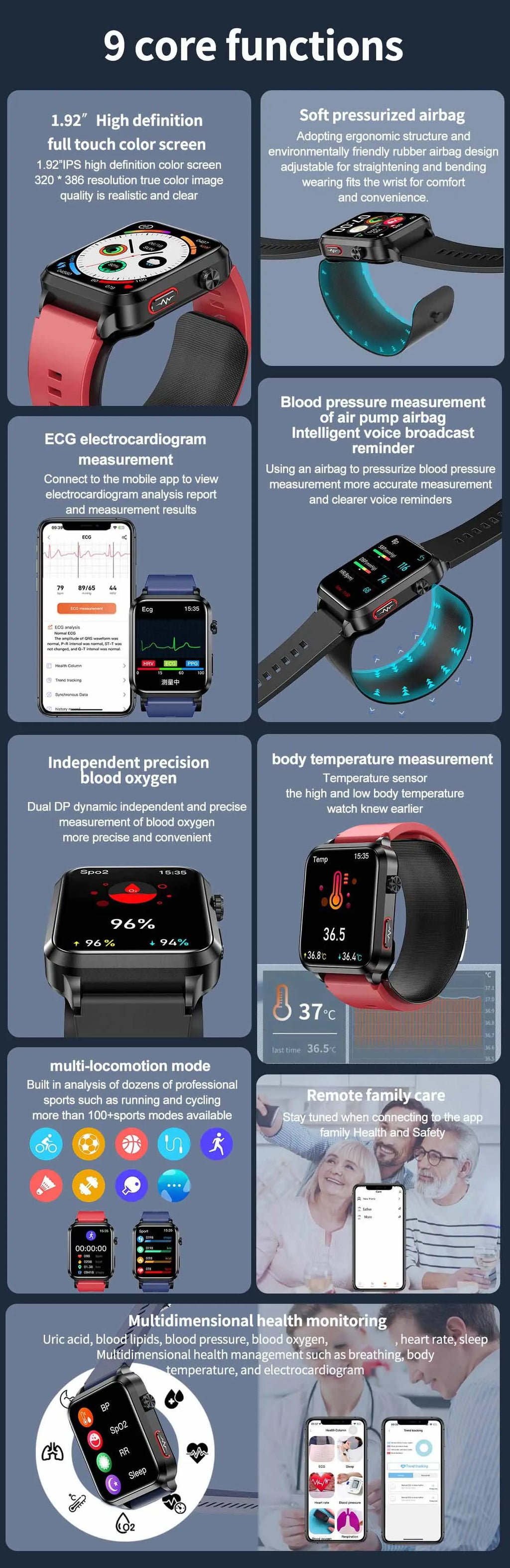 Air Pump Blood Pressure Smart Watch 2026