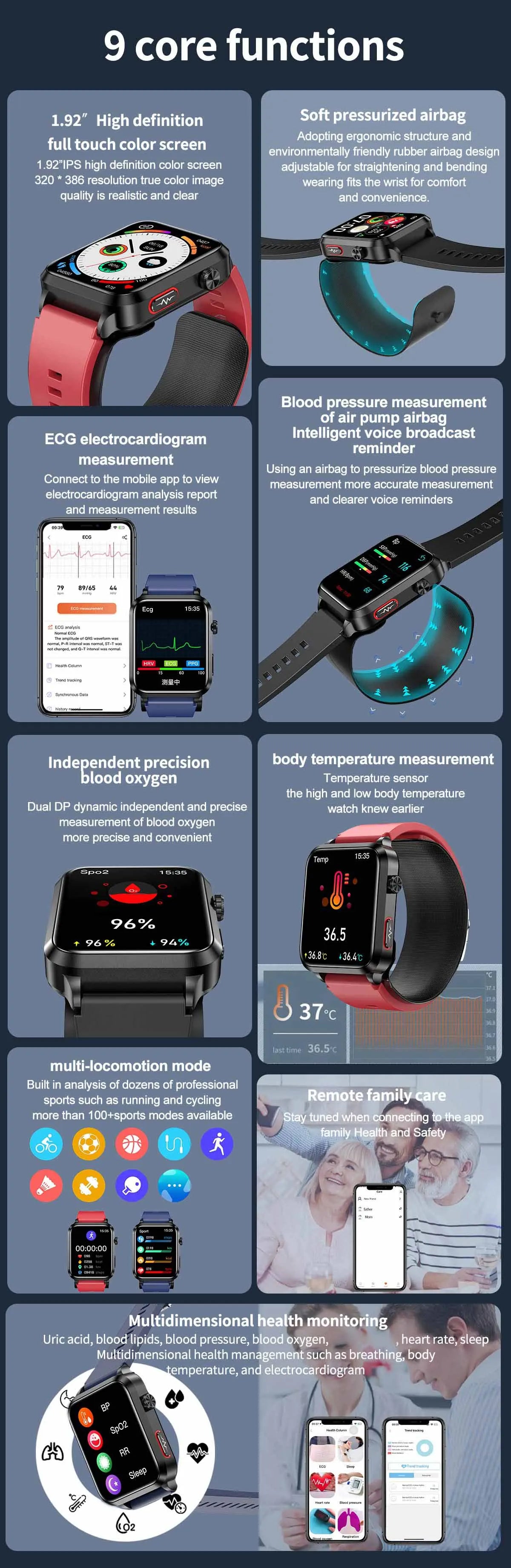 Air Pump Blood Pressure Smart Watch 2026